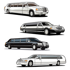 Limousine (Luxury Limousine). simple minimalist isolated in white background vector illustration
