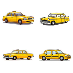 Taxi (Yellow Taxi Cab). simple minimalist isolated in white background vector illustration