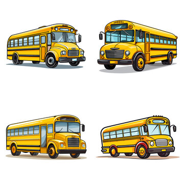 School Bus (Yellow School Bus). simple minimalist isolated in white background vector illustration