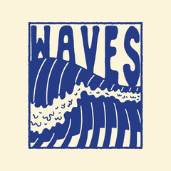 waves illustration typography graphic simple design surf vintage tropical badge summer