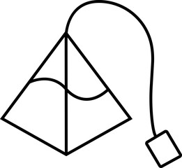 Pyramid tea bag icon in linear style editable stock. Triangle paper tea bag on transparent background. Tag, herb, organic beverage sign. Breakfast drink concept. Symbol element for web design and app.