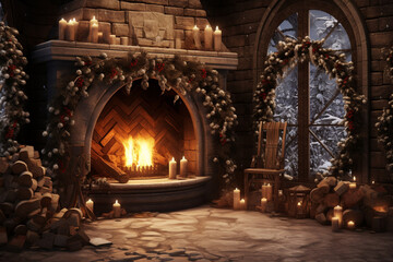 A cozy fireplace with beautiful decorations
