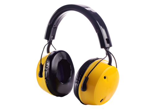 Industrial ear protection on transparent background