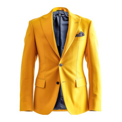 Yellow Business Style Suit Without Man isolated on a white background. Generative AI