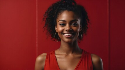 Model Against a Red Background