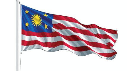 Malaysia flag in pole isolated on white background v