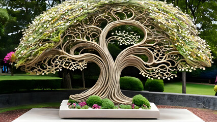 Art, sculpture, tree, tree design, architecture, garden, park, 