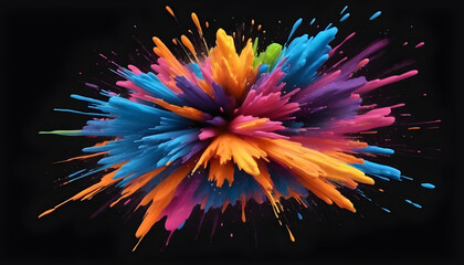 Colorful Holi powder explosion on black background, Generative AI, Generative, AI - obrazy, fototapety, plakaty