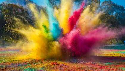 Obraz na płótnie Canvas Joyful Holi color burst, Generative AI, Generative, AI