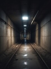 Underground tunnel abandoned dark scary dirty passage from Generative AI