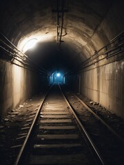 Underground tunnel abandoned dark scary dirty passage from Generative AI