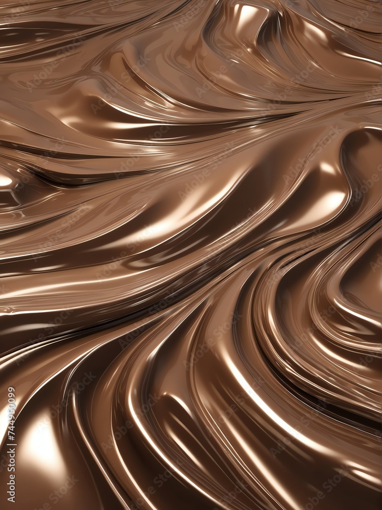 Poster shiny wavy brown metallic fluid with reflective chrome mirror water effect creates textured d backgr