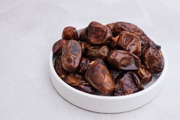 Delicious Kurma Tunisia, sweet dried dates palm fruits. Popular during Ramadan