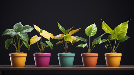 Obraz premium Theres plants is growing in five stages, with detailed, realistic, bright, elegant background-color black, and colorful characteristics. 