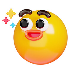 Smile Emoji with Star 3d rendering of emoticon on transparent background