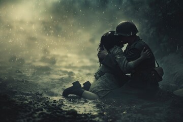 Enduring love: tender moments and unwavering devotion in the embrace of a soldier's heart