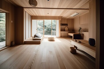 Muji design, an empty wooden room, and interior cleaning of a Japanese room