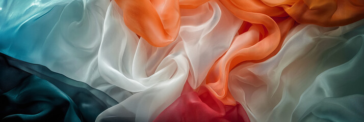 Obraz premium Colorful fabric in elegant waves.