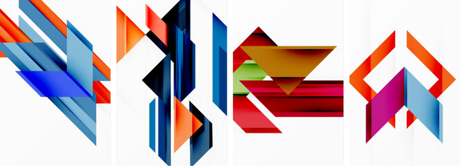 Bright colorful geometric abstract poster background set
