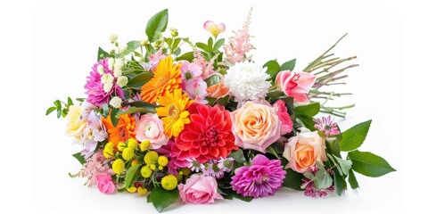 Obraz na płótnie Canvas Beautiful colorful fresh flowers bouquet isolated on white space.