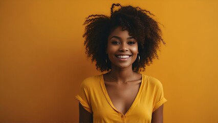 African-American model against a yellow background