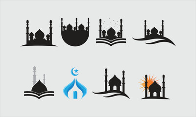 Islamic mosque vector logo icon free template for the month of Ramadan Kareem and Eid Free Vector and Free SVG