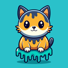 Fototapeta premium Adorable Cat Design: Cute and Playful Feline Graphic for Trendy T-Shirt Print on Demand, Perfect for Cat Lovers and Casual Wear Enthusiasts