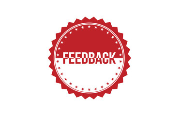 Feedback red ribbon label banner. Open available now sign or feedback tag.