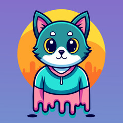 Fototapeta premium Adorable Cat Design: Cute and Playful Feline Graphic for Trendy T-Shirt Print on Demand, Perfect for Cat Lovers and Casual Wear Enthusiasts