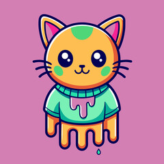 Fototapeta premium Adorable Cat Design: Cute and Playful Feline Graphic for Trendy T-Shirt Print on Demand, Perfect for Cat Lovers and Casual Wear Enthusiasts