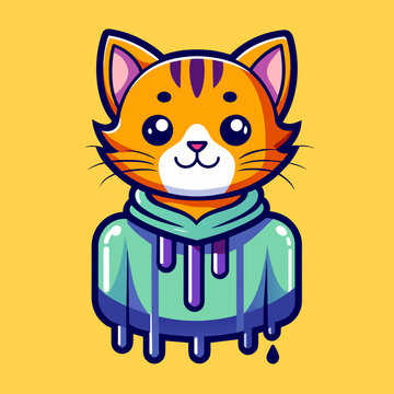 Adorable Cat Design: Cute and Playful Feline Graphic for Trendy T-Shirt Print on Demand, Perfect for Cat Lovers and Casual Wear Enthusiasts