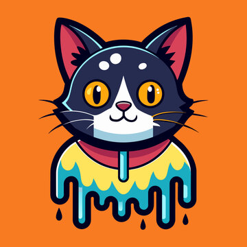 Adorable Cat Design: Cute and Playful Feline Graphic for Trendy T-Shirt Print on Demand, Perfect for Cat Lovers and Casual Wear Enthusiasts