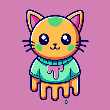 Adorable Cat Design: Cute and Playful Feline Graphic for Trendy T-Shirt Print on Demand, Perfect for Cat Lovers and Casual Wear Enthusiasts