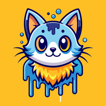 Adorable Cat Design: Cute and Playful Feline Graphic for Trendy T-Shirt Print on Demand, Perfect for Cat Lovers and Casual Wear Enthusiasts