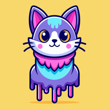 Adorable Cat Design: Cute and Playful Feline Graphic for Trendy T-Shirt Print on Demand, Perfect for Cat Lovers and Casual Wear Enthusiasts