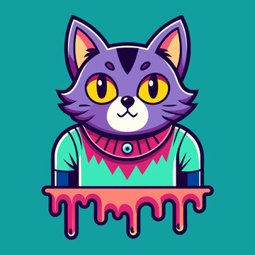 Adorable Cat Design: Cute and Playful Feline Graphic for Trendy T-Shirt Print on Demand, Perfect for Cat Lovers and Casual Wear Enthusiasts