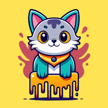 Adorable Cat Design: Cute and Playful Feline Graphic for Trendy T-Shirt Print on Demand, Perfect for Cat Lovers and Casual Wear Enthusiasts