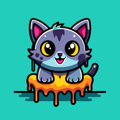 Obraz premium Adorable Cat Design: Cute and Playful Feline Graphic for Trendy T-Shirt Print on Demand, Perfect for Cat Lovers and Casual Wear Enthusiasts