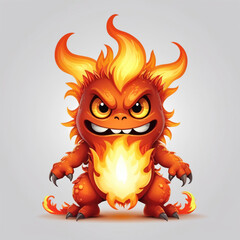 cute fire monster illustration