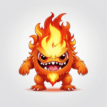 cute fire monster illustration