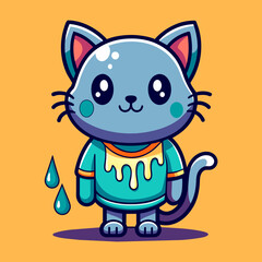 Adorable Cat Design: Cute and Playful Feline Graphic for Trendy T-Shirt Print on Demand, Perfect for Cat Lovers and Casual Wear Enthusiasts