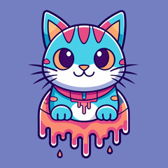 Fototapeta premium Adorable Cat Design: Cute and Playful Feline Graphic for Trendy T-Shirt Print on Demand, Perfect for Cat Lovers and Casual Wear Enthusiasts