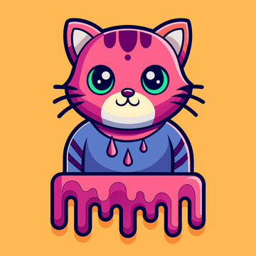 Adorable Cat Design: Cute and Playful Feline Graphic for Trendy T-Shirt Print on Demand, Perfect for Cat Lovers and Casual Wear Enthusiasts