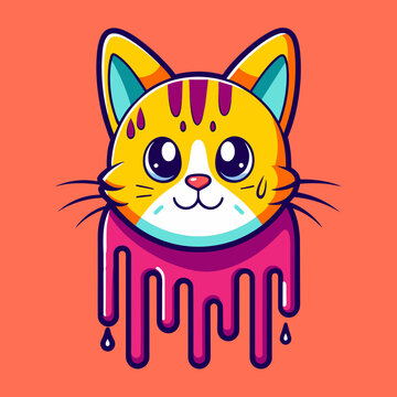 Adorable Cat Design: Cute and Playful Feline Graphic for Trendy T-Shirt Print on Demand, Perfect for Cat Lovers and Casual Wear Enthusiasts