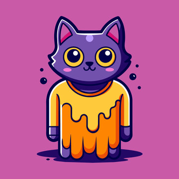 Adorable Cat Design: Cute and Playful Feline Graphic for Trendy T-Shirt Print on Demand, Perfect for Cat Lovers and Casual Wear Enthusiasts
