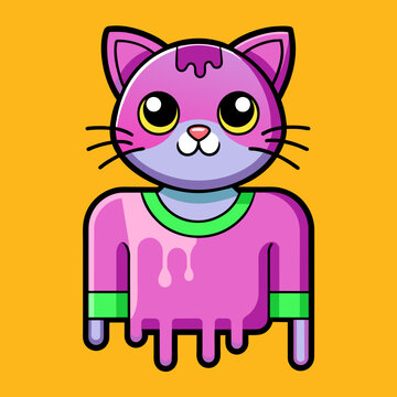 Adorable Cat Design: Cute and Playful Feline Graphic for Trendy T-Shirt Print on Demand, Perfect for Cat Lovers and Casual Wear Enthusiasts