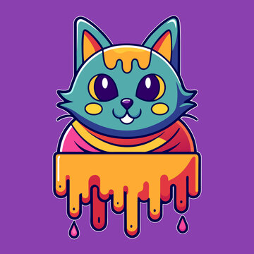 Adorable Cat Design: Cute and Playful Feline Graphic for Trendy T-Shirt Print on Demand, Perfect for Cat Lovers and Casual Wear Enthusiasts