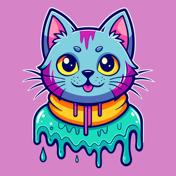 Adorable Cat Design: Cute and Playful Feline Graphic for Trendy T-Shirt Print on Demand, Perfect for Cat Lovers and Casual Wear Enthusiasts