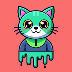 Fototapeta premium Adorable Cat Design: Cute and Playful Feline Graphic for Trendy T-Shirt Print on Demand, Perfect for Cat Lovers and Casual Wear Enthusiasts
