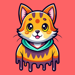 Adorable Cat Design: Cute and Playful Feline Graphic for Trendy T-Shirt Print on Demand, Perfect for Cat Lovers and Casual Wear Enthusiasts
